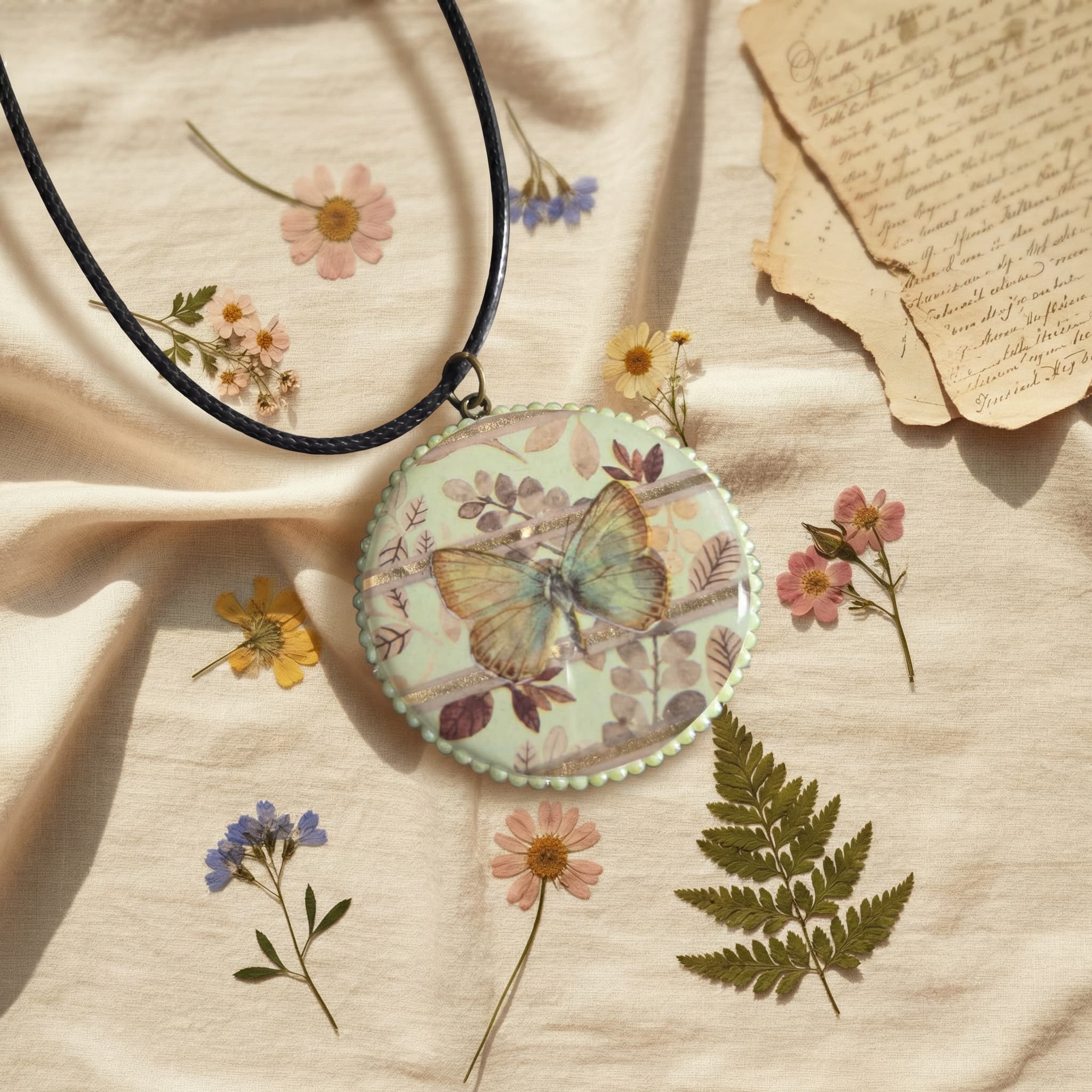 Botanical Butterfly Pendant