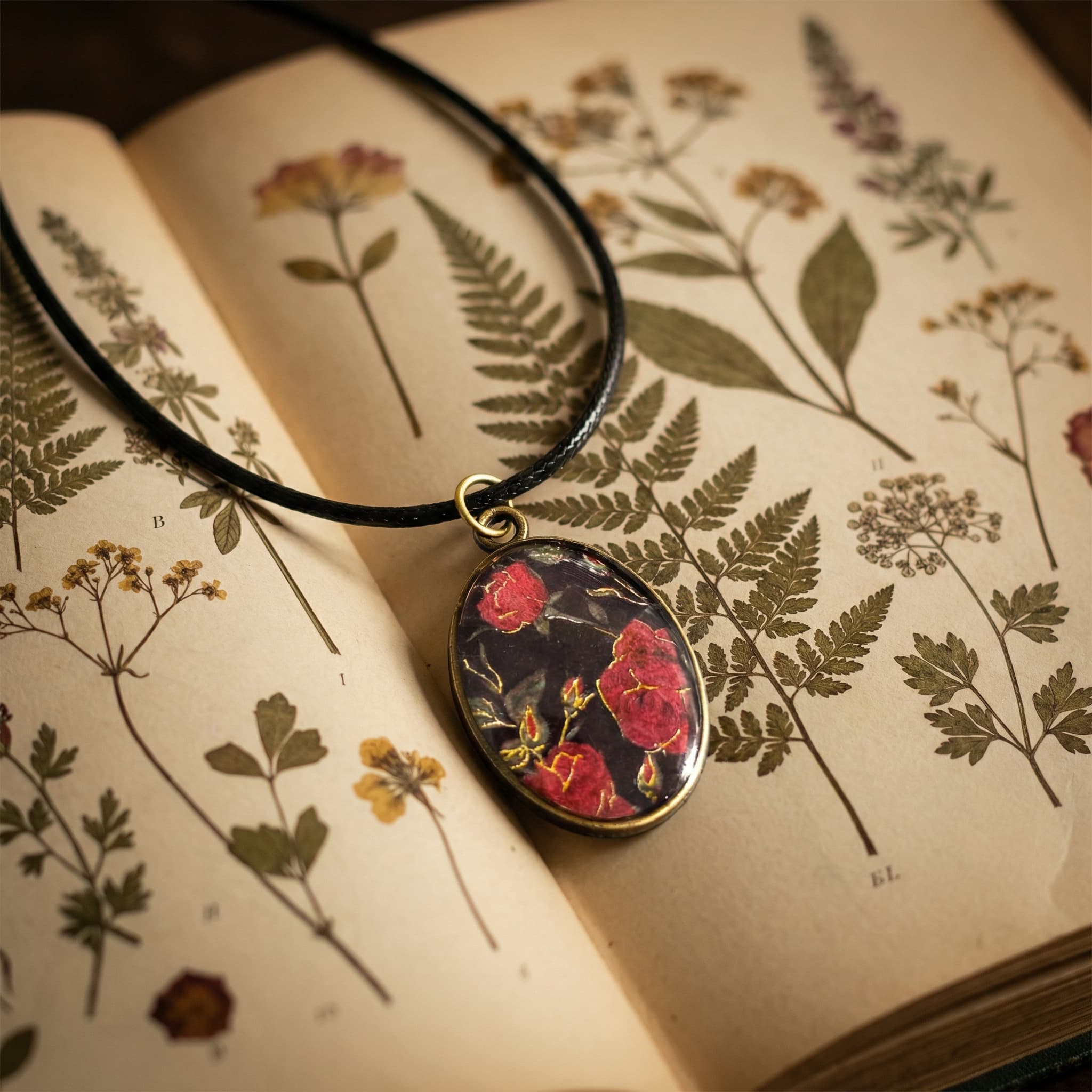 Vintage Rose Oval Pendant